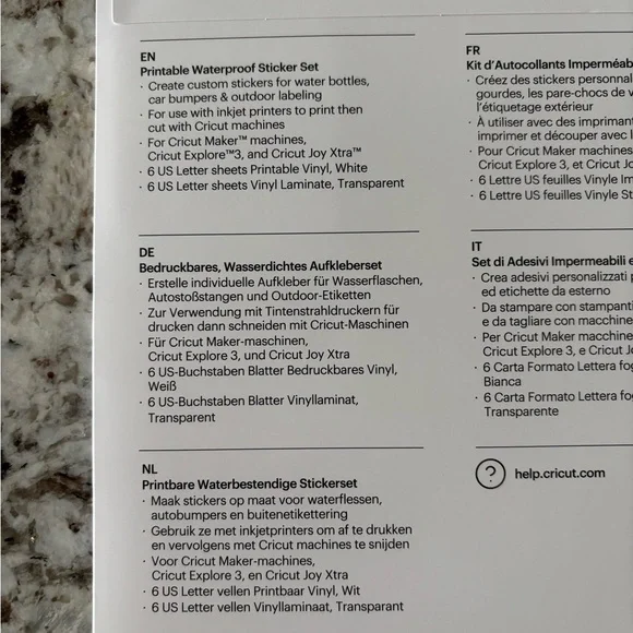 (5) Cricut Printable Waterproof Sticker Bundle of 5 - Picture 6 of 6